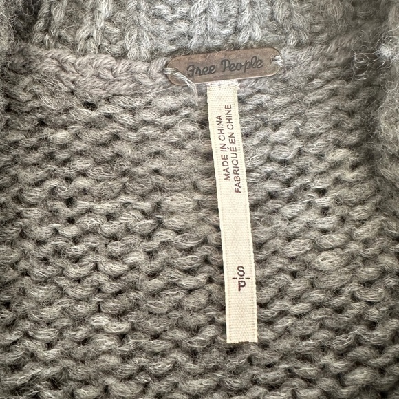 Free People Fair Isle Cowl Neck Chunky Wool Blend Gray Oversized Sweater Small - Picture 8 of 15